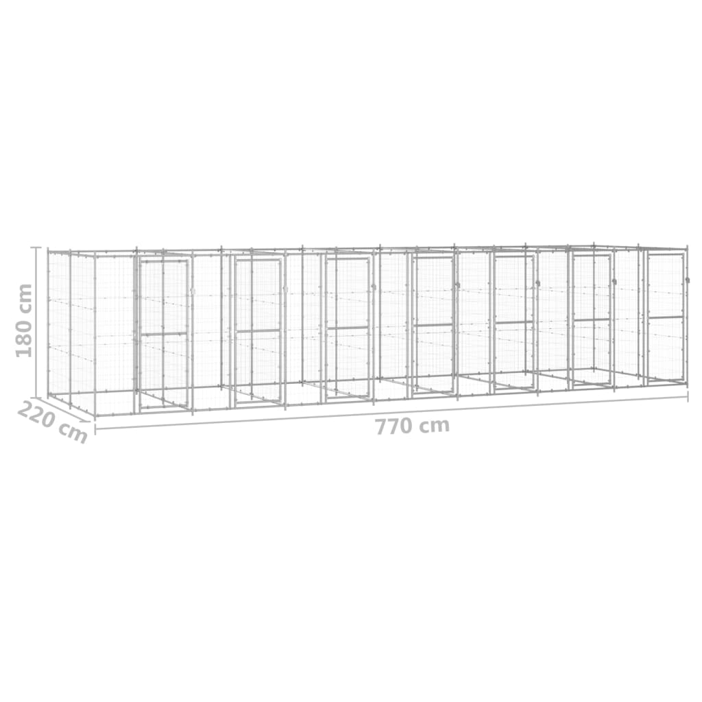 Outdoor-Hundezwinger Verzinkter Stahl 16,94 m²