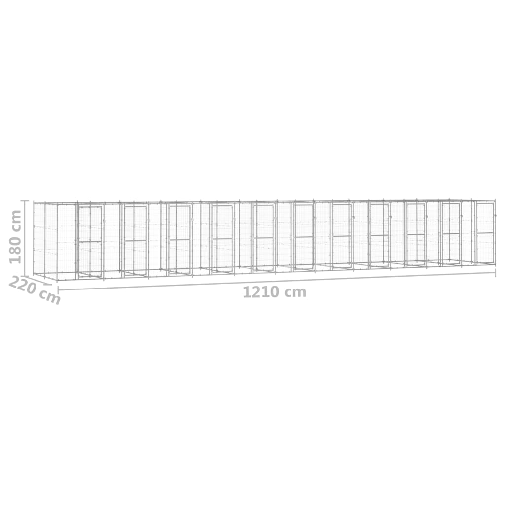 Outdoor-Hundezwinger Verzinkter Stahl 26,62 m²