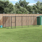 Outdoor-Hundezwinger mit Überdachung Stahl 12,1 m²