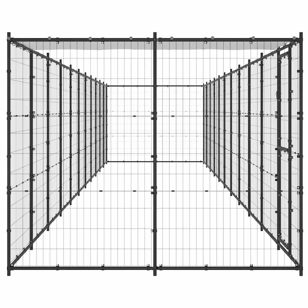 Outdoor-Hundezwinger mit Überdachung Stahl 26,62 m²