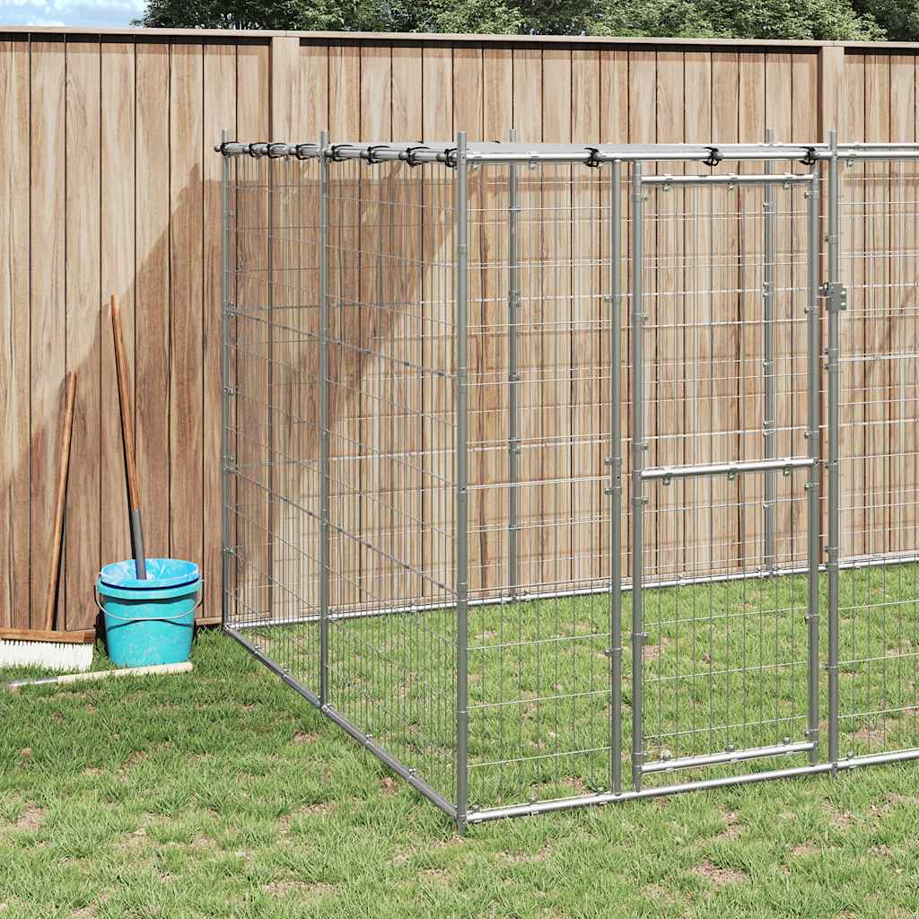 Outdoor-Hundezwinger mit Überdachung Verzinkter Stahl 16,94 m²
