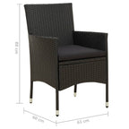 Gartenstühle mit Sitzpolster 2 Stk. Poly Rattan Schwarz