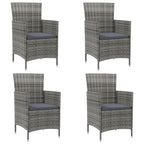 Gartenstühle mit Kissen 4 Stk. Poly Rattan Grau