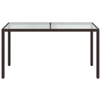 Gartentisch 150x90x75 cm Gehärtetes Glas Poly Rattan Braun