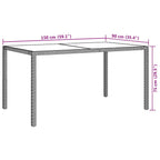 Gartentisch 150x90x75 cm Gehärtetes Glas Poly Rattan Schwarz