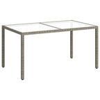 Gartentisch 150x90x75 cm Hartglas und Poly Rattan Grau