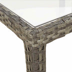 Gartentisch 150x90x75 cm Hartglas und Poly Rattan Grau