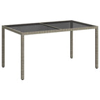 Gartentisch 150x90x75 cm Hartglas und Poly Rattan Grau