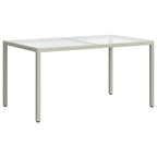 Gartentisch 150x90x75 cm Gehärtetes Glas Poly Rattan Weiß