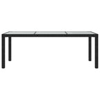 Gartentisch Schwarz 190x90x75 cm Gehärtetes Glas Poly Rattan