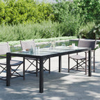 Gartentisch Schwarz 190x90x75 cm Gehärtetes Glas Poly Rattan