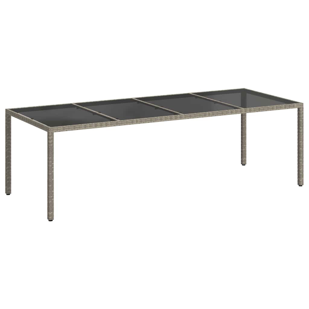 Gartentisch Grau 250x100x75 cm Hartglas und Poly Rattan