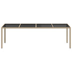 Gartentisch Beige 250x100x75 cm Hartglas und Poly Rattan