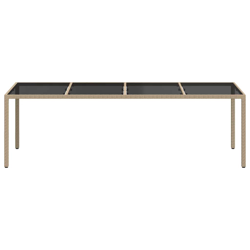 Gartentisch Beige 250x100x75 cm Hartglas und Poly Rattan