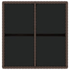 Gartentisch Braun 109x107x74 cm Poly Rattan und Glas