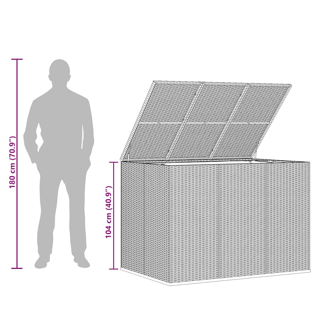 Garten-Kissenbox PE Rattan 145x100x103 cm Grau