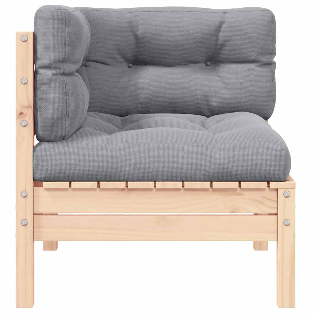 Garten-Ecksofa mit Kissen in Grau Massivholz Kiefer
