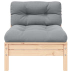 Garten-Mittelsofa mit Grauen Kissen Massivholz Kiefer