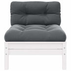 Garten-Mittelsofa mit Kissen Weiß Massivholz Kiefer