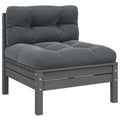 Garten-Mittelsofa mit Anthrazit Kissen Grau Massivholz Kiefer