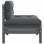 Garten-Mittelsofa mit Anthrazit Kissen Grau Massivholz Kiefer