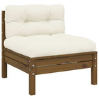 Garten-Mittelsofa mit Kissen in Honigbraun Massivholz Kiefer