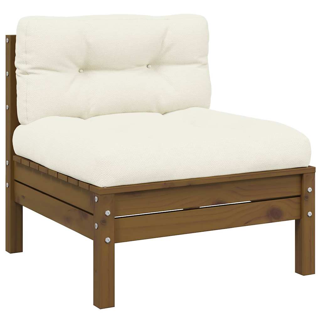 Garten-Mittelsofa mit Kissen in Honigbraun Massivholz Kiefer