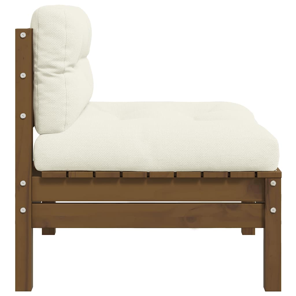 Garten-Mittelsofa mit Kissen in Honigbraun Massivholz Kiefer