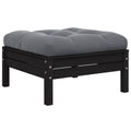 Gartenhocker mit Anthrazit Kissen Schwarz Massivholz Kiefer