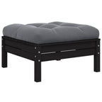 Gartenhocker mit Anthrazit Kissen Schwarz Massivholz Kiefer