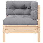 2-Sitzer-Gartensofa mit Grauen Kissen Massivholz Kiefer