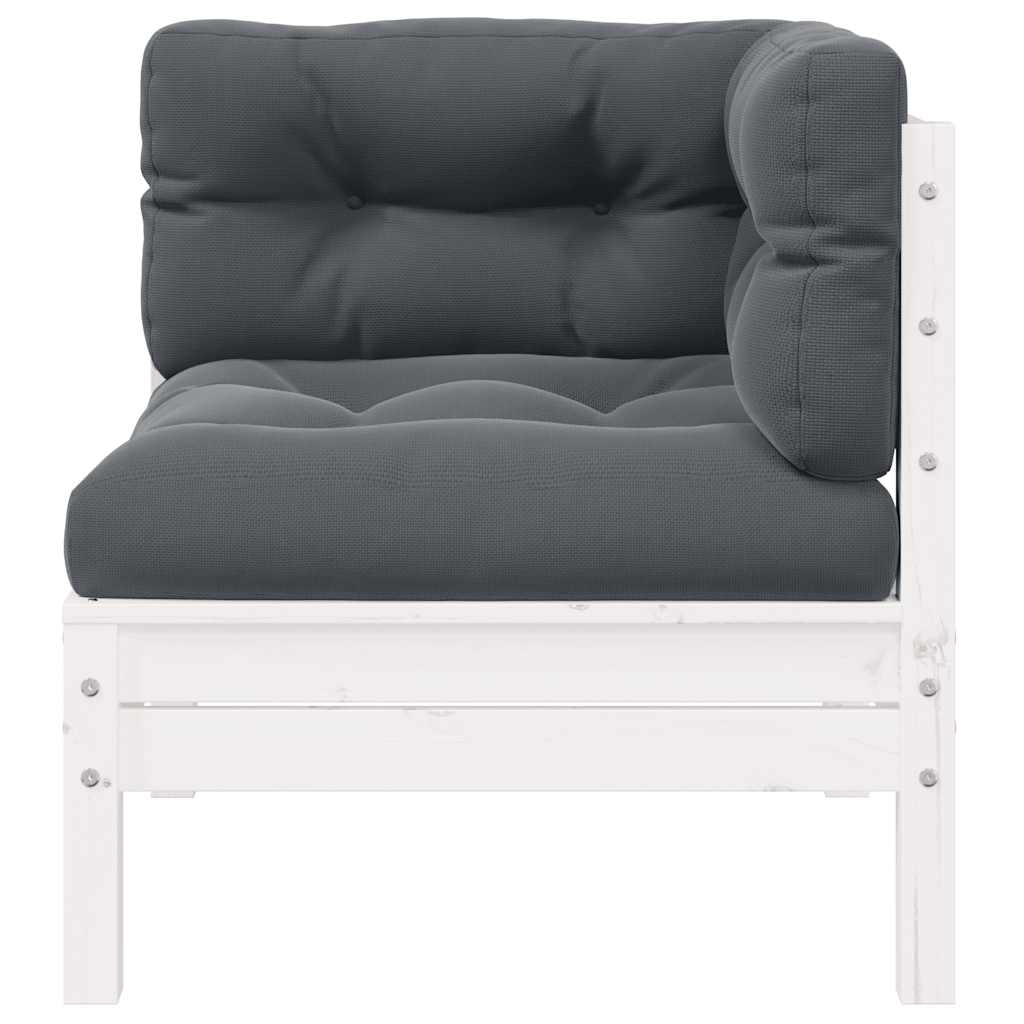 Gartensofa 2-Sitzer mit Kissen in Weiß Massivholz Kiefer