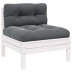 2-Sitzer-Gartensofa mit Kissen Weiß Massivholz Kiefer