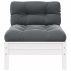 2-Sitzer-Gartensofa mit Kissen Weiß Massivholz Kiefer