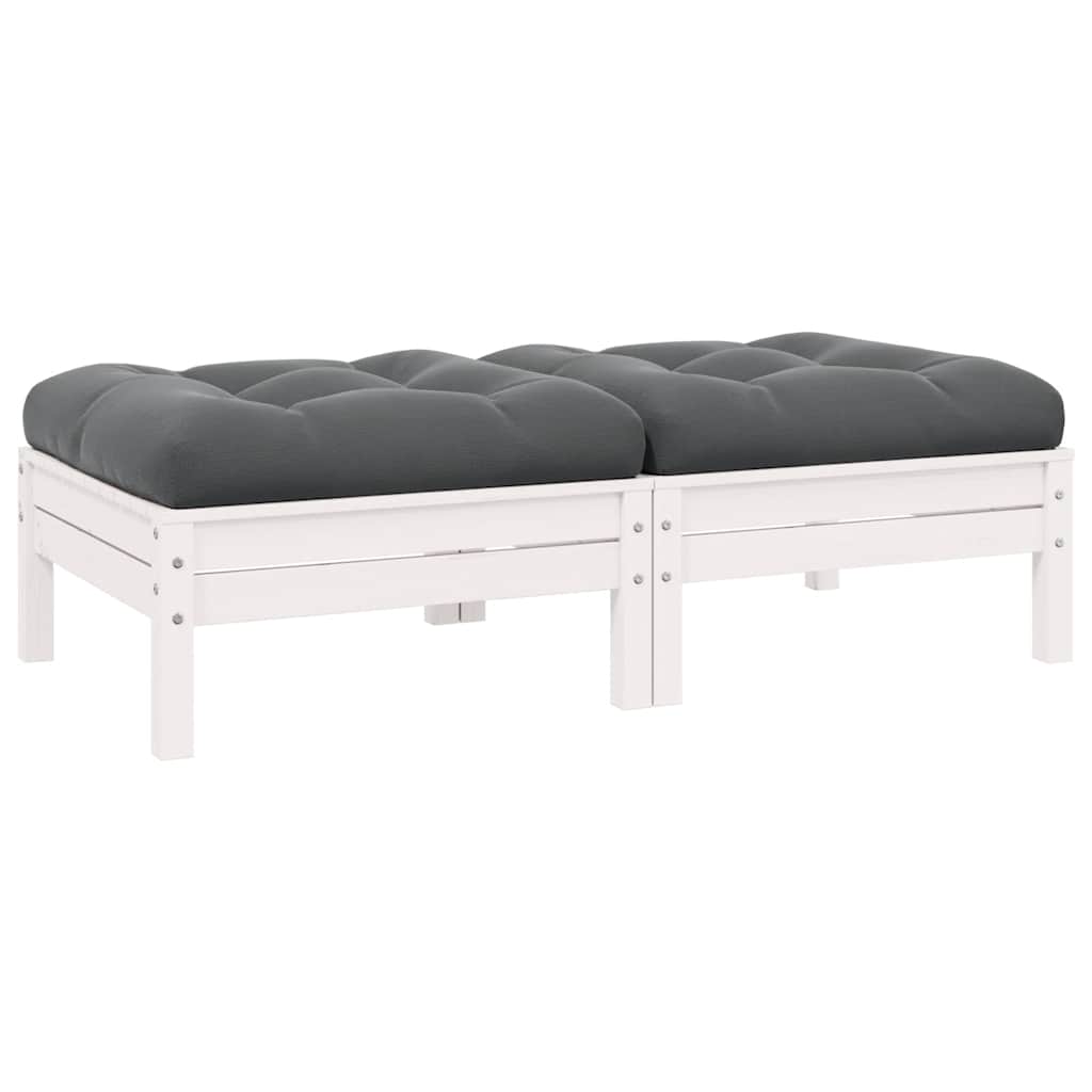 2-Sitzer-Gartensofa mit Kissen Weiß Massivholz Kiefer