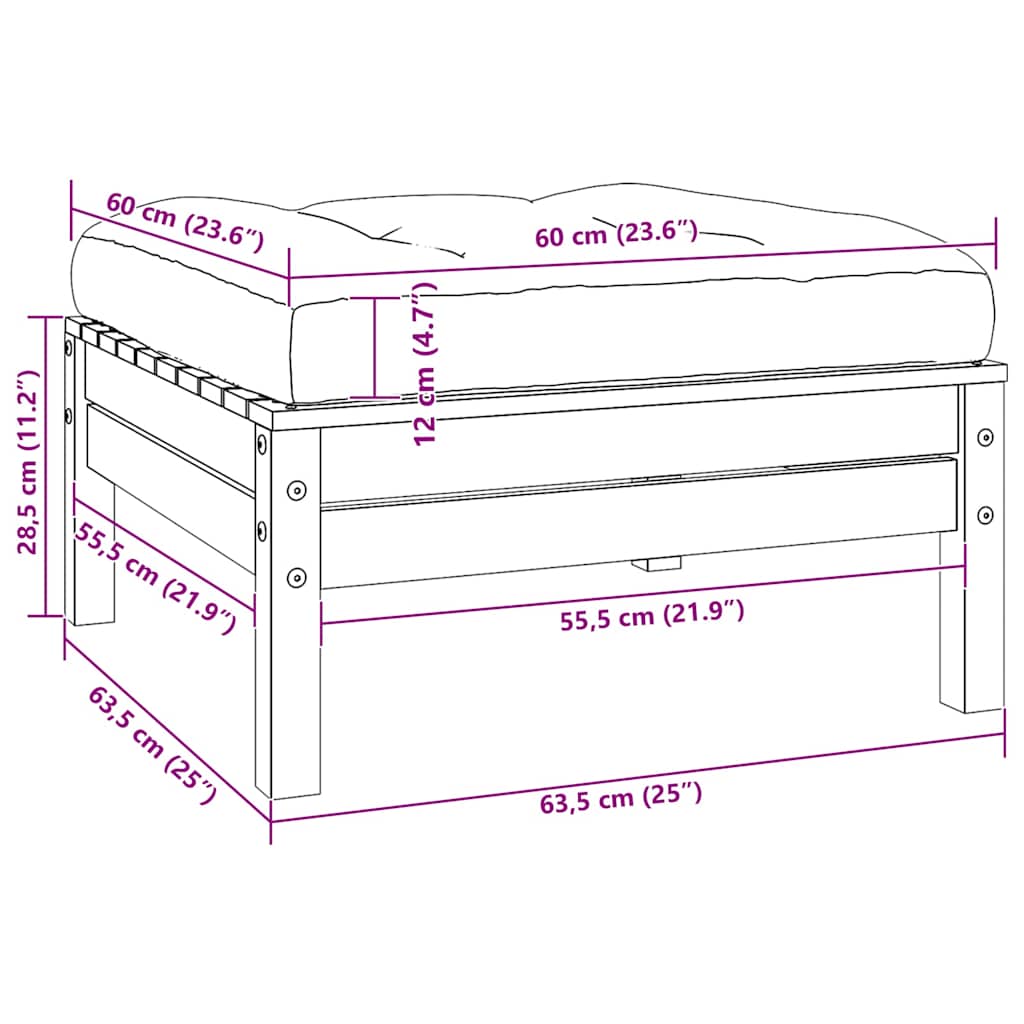 Gartensofa 2-Sitzer mit Creme Kissen Massivholz Kiefer