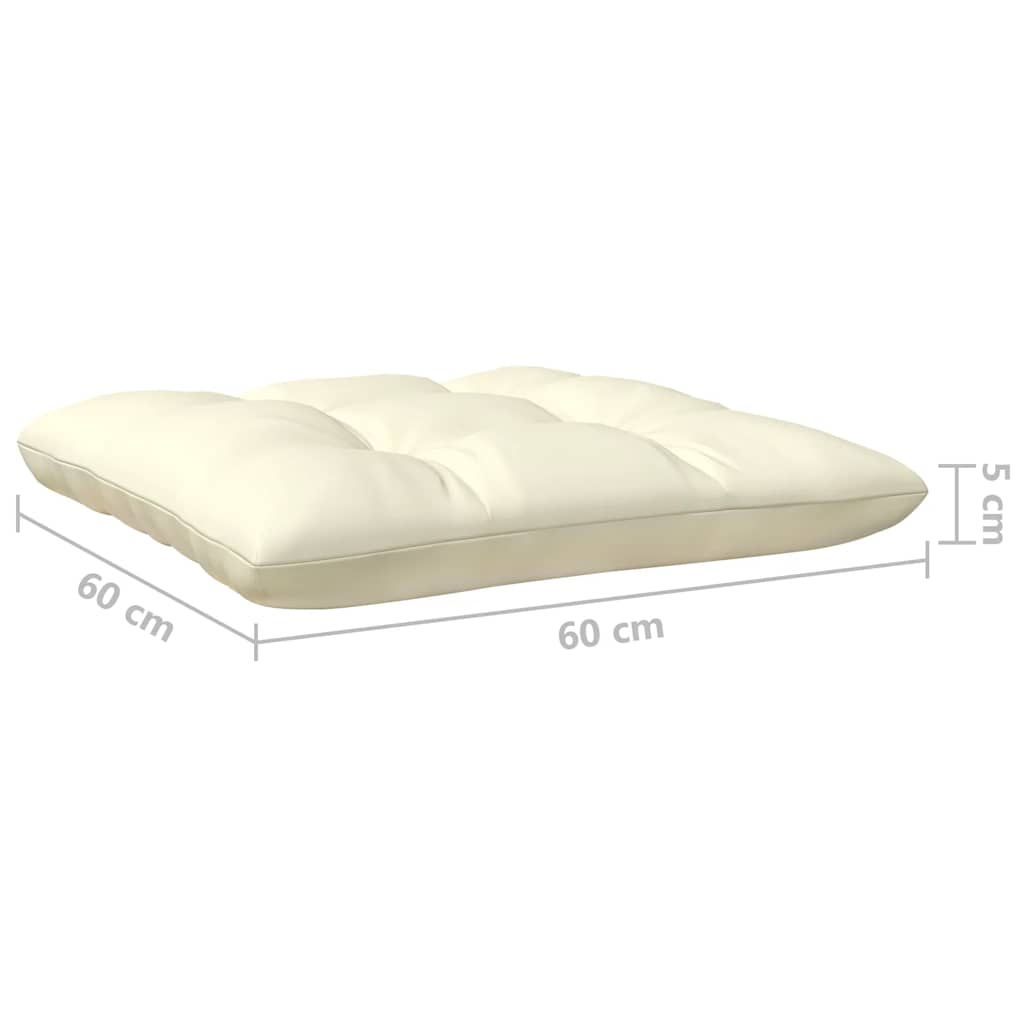 3-tlg. Garten-Lounge-Set mit Kissen in Creme Massivholz Kiefer