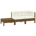 3-tlg. Garten-Lounge-Set mit Creme Kissen Massivholz Kiefer