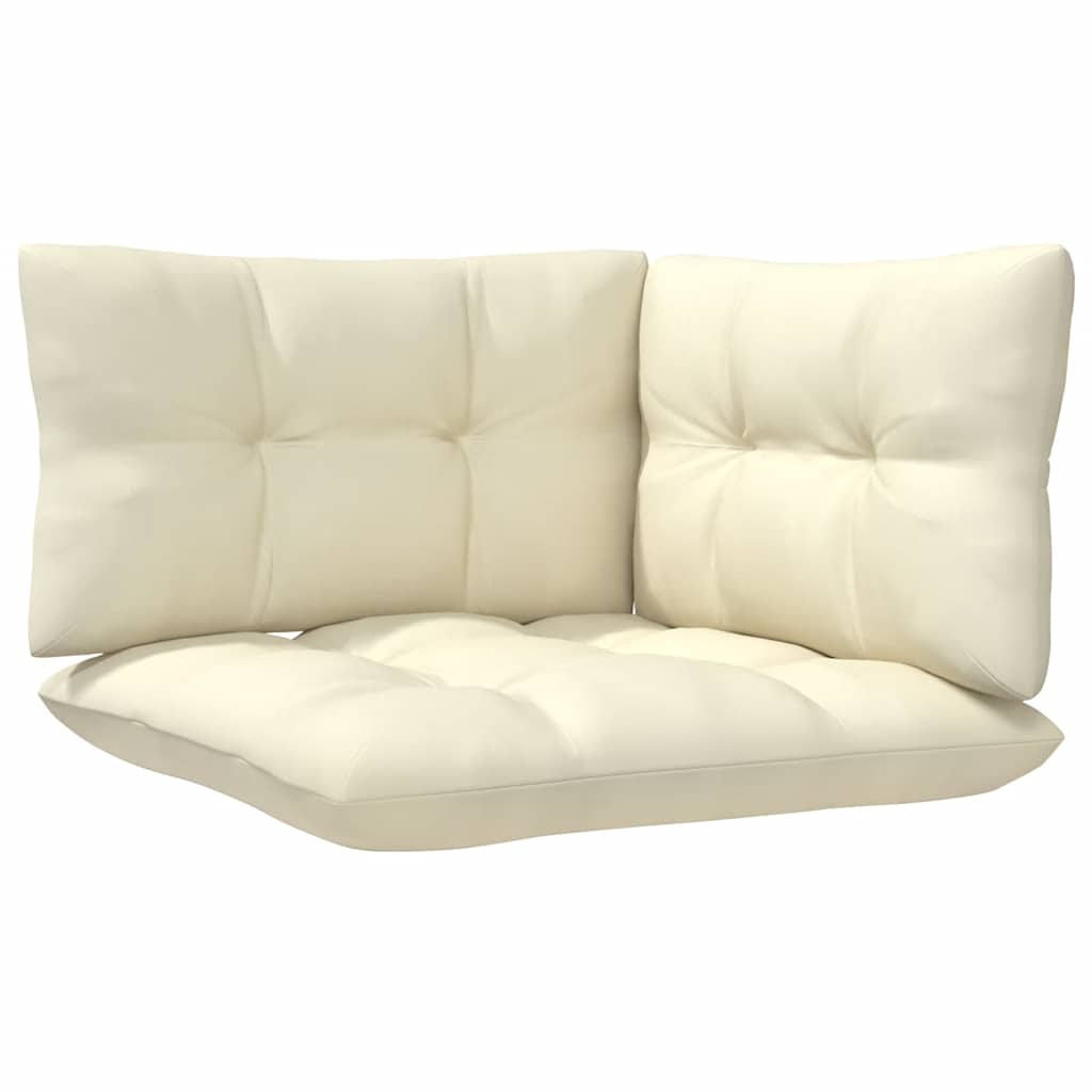 3-tlg. Garten-Lounge-Set mit Creme Kissen Massivholz Kiefer