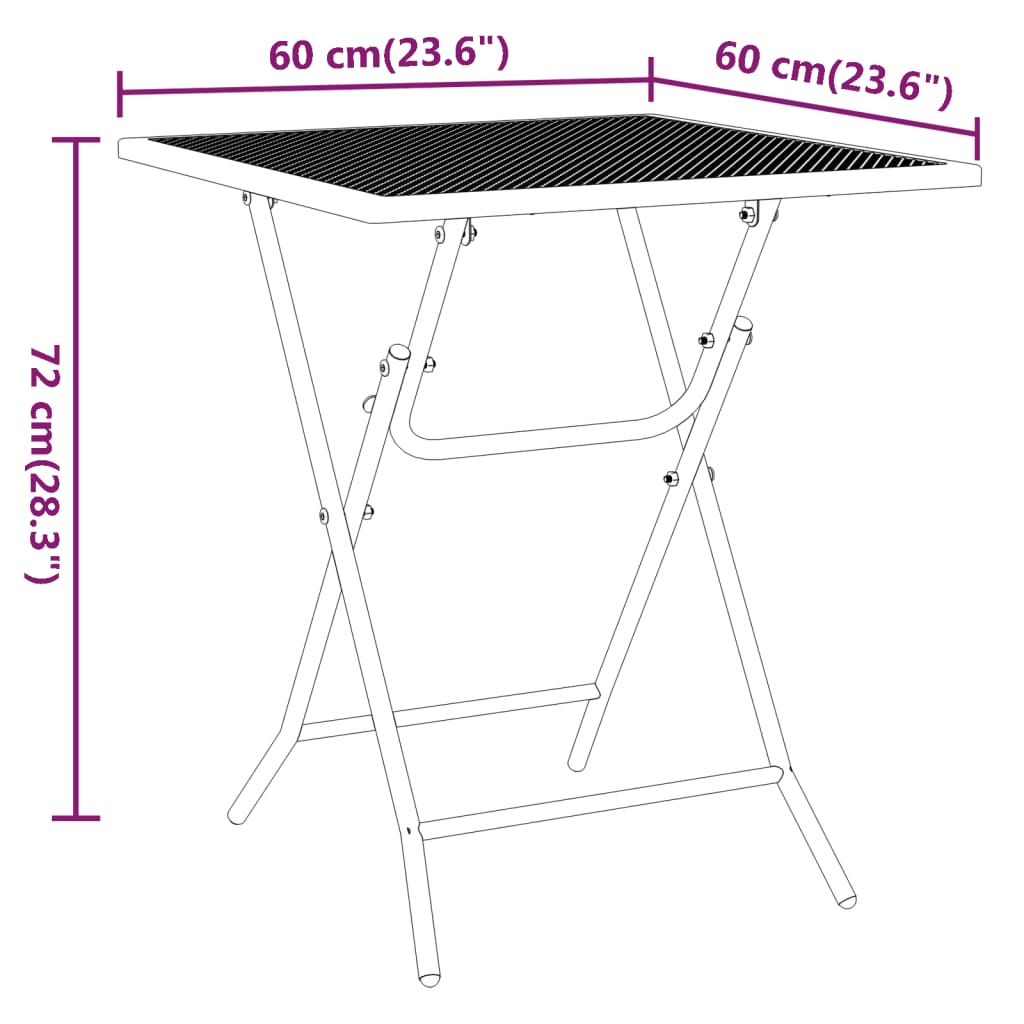 Gartentisch 60x60x72 cm Streckmetall Anthrazit