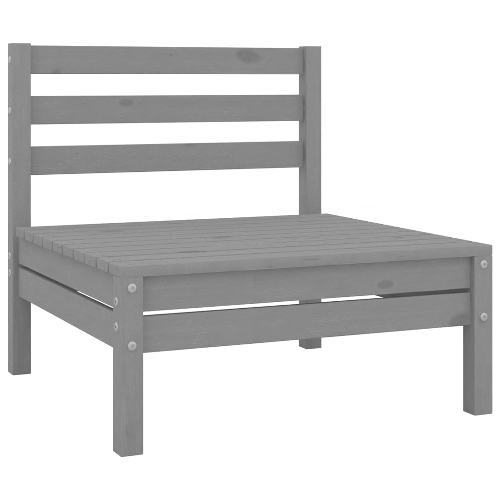 3-tlg. Garten-Lounge-Set Grau Massivholz Kiefer