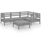 5-tlg. Garten-Lounge-Set Massivholz Kiefer Grau