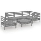 6-tlg. Garten-Lounge-Set Massivholz Kiefer Grau