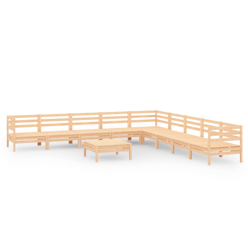 10-tlg. Garten-Lounge-Set Massivholz Kiefer