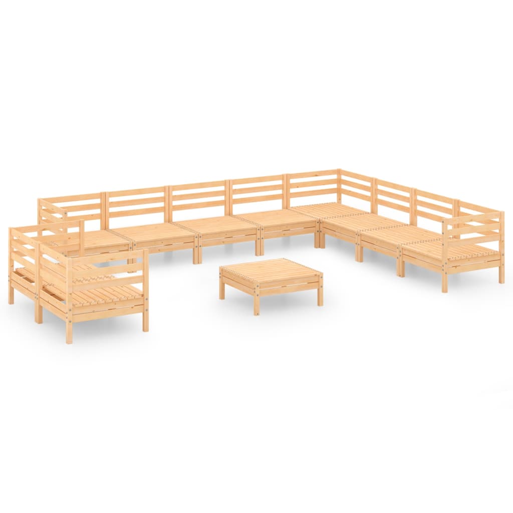 11-tlg. Garten-Lounge-Set Massivholz Kiefer