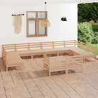 12-tlg. Garten-Lounge-Set Massivholz Kiefer