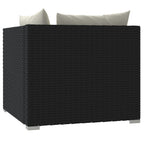 2-Sitzer-Sofa mit Kissen Schwarz Poly Rattan