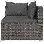 4-tlg. Garten-Lounge-Set mit Kissen Grau Poly Rattan
