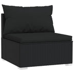 3-Sitzer-Sofa mit Kissen Schwarz Poly Rattan