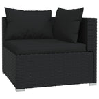 3-Sitzer-Sofa mit Kissen Schwarz Poly Rattan